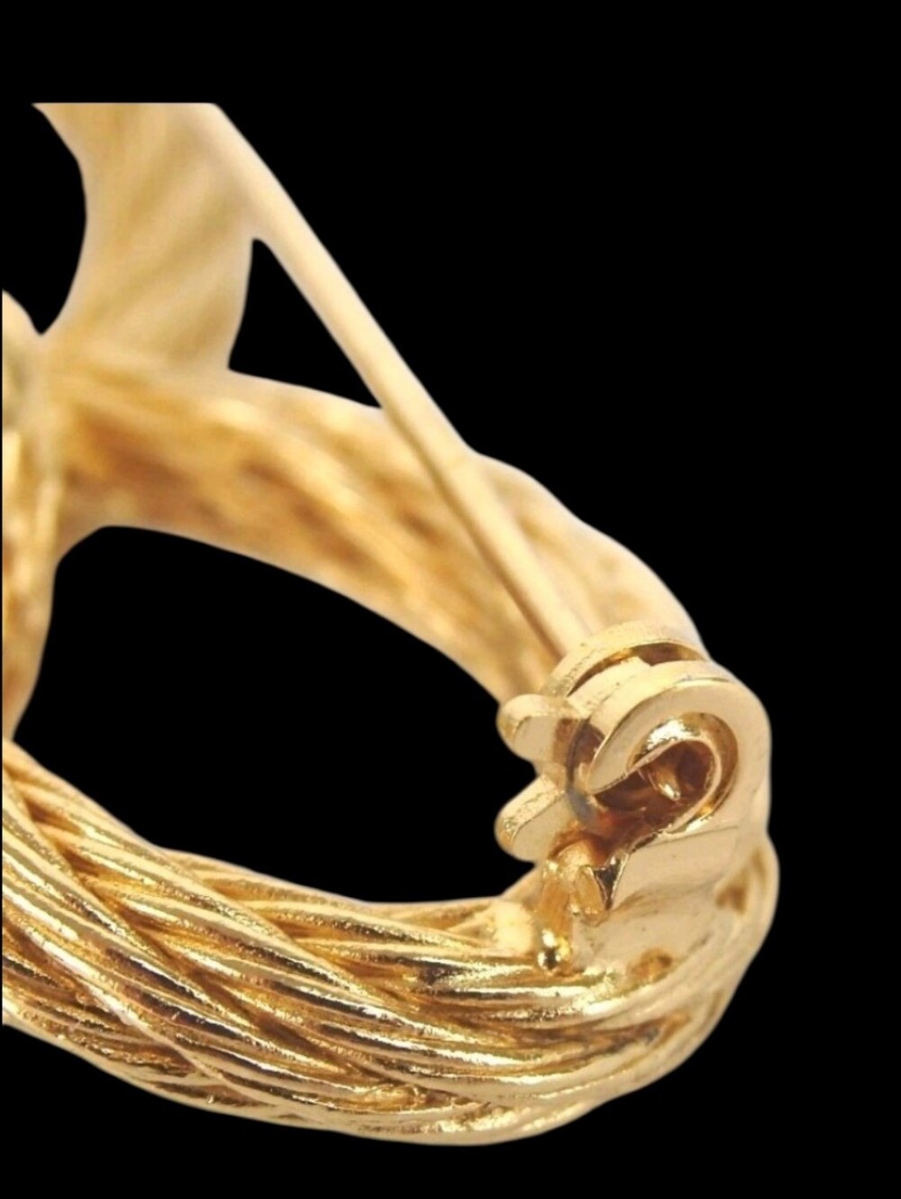 Rare Vintage Christian Dior Gold Tone Rope Bow Brooch Pin Germany w/ Dior Dusty - Picture 6 of 9